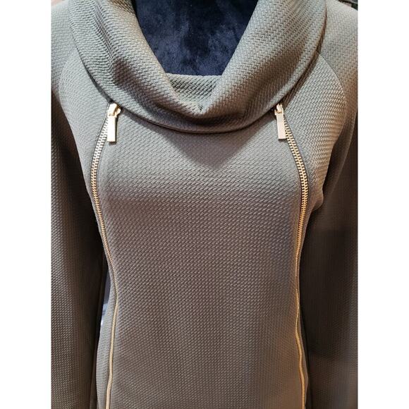 Coco Bianco Sweater Womens Large Green Long Sleeve Stretch Cowl Neck Side Zip - Picture 11 of 13